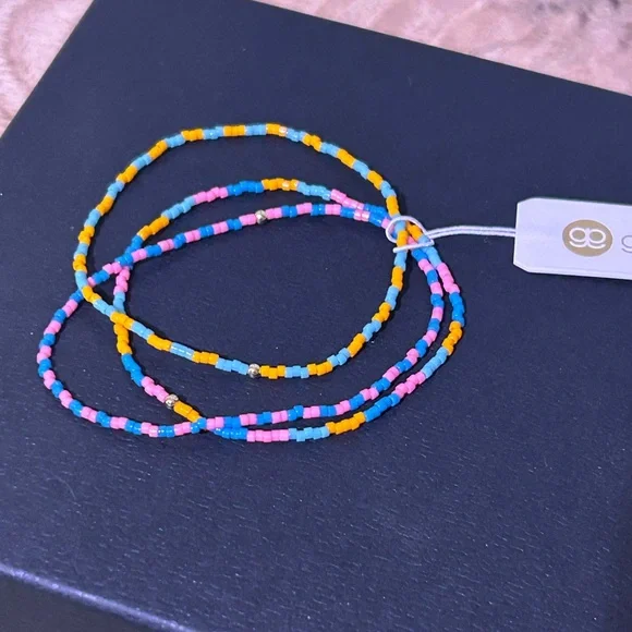 Set Of 3 GORJANA Miami Gigi Striped Stretch Fit Beaded Bracelets NWTS - Picture 4 of 10